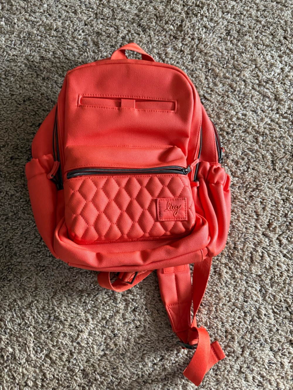 LUG Bright Orange Quilted Mini Backpack